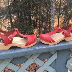 Perfect Pair of Red T-Strap Swedish Hasbeens